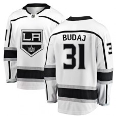 Men Los Angeles Kings #31 Peter Budaj Authentic White Away Fanatics Branded Breakaway NHL Jersey