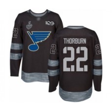 Men St. Louis Blues #22 Chris Thorburn Authentic Black 1917-2017 100th Anniversary 2019 Stanley Cup Final Bound Hockey Jersey