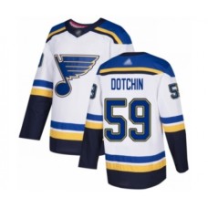 Men St. Louis Blues #59 Jake Dotchin Authentic White Away Hockey Stitched Jersey