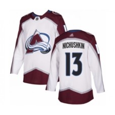 Men Colorado Avalanche #13 Valeri Nichushkin Authentic White Away Hockey Stitched Jersey