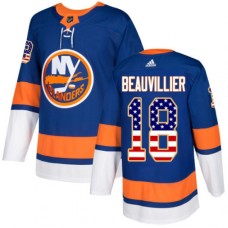 Men Adidas New York Islanders #18 Anthony Beauvillier Authentic Royal Blue USA Flag Fashion NHL Jersey