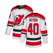 Men New Stitched Jersey Devils #40 John Hayden Authentic White Alternate Hockey Stitched Jersey