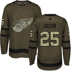 Men Adidas Detroit Red Wings #25 Mike Green Authentic Green Salute to Service NHL Jersey