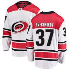 Men Carolina Hurricanes #37 Andrei Svechnikov Authentic White Away Fanatics Branded Breakaway NHL Jersey