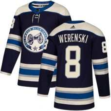 Men Adidas Columbus Blue Jackets #8 Zach Werenski Authentic Navy Blue Alternate NHL Jersey