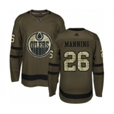 Men Edmonton Oilers #26 Brandon Manning Authentic Green Salute to Service Hockey Stitched Jersey