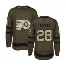 Men Philadelphia Flyers #28 Chris Bigras Authentic Green Salute to Service Hockey Stitched Jersey