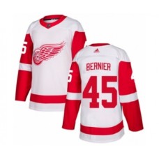 Men Adidas Detroit Red Wings #45 Jonathan Bernier Authentic White Away NHL Jersey