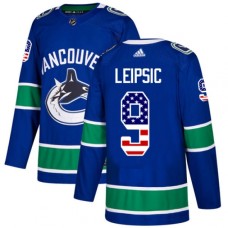 Men Adidas Vancouver Canucks #9 Brendan Leipsic Authentic Blue USA Flag Fashion NHL Jersey