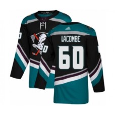 Men Anaheim Ducks #60 Jackson Lacombe Authentic Black Teal Alternate Hockey Stitched Jersey