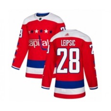 Men Washington Capitals #28 Brendan Leipsic Authentic Red Alternate Hockey Stitched Jersey