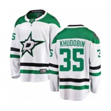 Men Dallas Stars #35 Anton Khudobin Authentic White Away Fanatics Branded Breakaway NHL Jersey