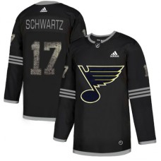 Men Adidas St. Louis Blues #17 Jaden Schwartz Black Authentic Classic Stitched NHL Jersey