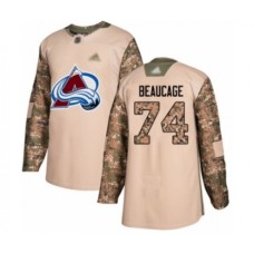 Men Colorado Avalanche #74 Alex Beaucage Authentic Camo Veterans Day Practice Hockey Stitched Jersey