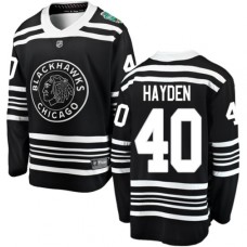 Men Chicago Blackhawks #40 John Hayden Black 2019 Winter Classic Fanatics Branded Breakaway NHL Jersey