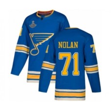 Men St. Louis Blues #71 Jordan Nolan Authentic Navy Blue Alternate 2019 Stanley Cup Champions Hockey Jersey