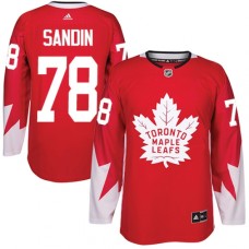 Men Adidas Toronto Maple Leafs #78 Rasmus Sandin Authentic Red Alternate NHL Jersey