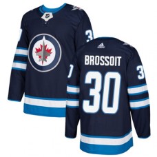 Men Adidas Winnipeg Jets #30 Laurent Brossoit Premier Navy Blue Home NHL Jersey