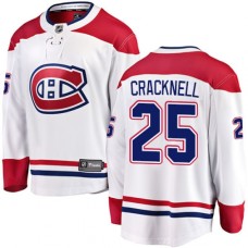 Men Montreal Canadiens #25 Adam Cracknell Authentic White Away Fanatics Branded Breakaway NHL Jersey