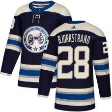 Men Adidas Columbus Blue Jackets #28 Oliver Bjorkstrand Authentic Navy Blue Alternate NHL Jersey