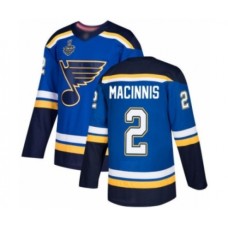 Men St. Louis Blues #2 Al Macinnis Premier Royal Blue Home 2019 Stanley Cup Final Bound Hockey Jersey