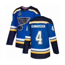 Men St. Louis Blues #4 Carl Gunnarsson Authentic Royal Blue Home 2019 Stanley Cup Final Bound Hockey Jersey