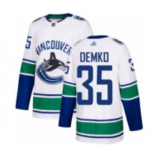 Men Vancouver Canucks #35 Thatcher Demko Authentic White Away Hockey Stitched Jersey