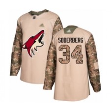 Men Arizona Coyotes #34 Carl Soderberg Authentic Camo Veterans Day Practice Hockey Stitched Jersey