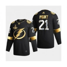 Men Tampa Bay Lightning #21 Brayden Point Black Golden Edition Limited Stitched Hockey Jersey