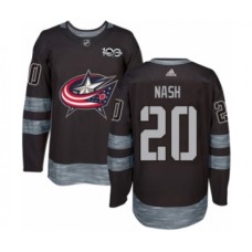 Men Adidas Columbus Blue Jackets #20 Riley Nash Authentic Black 1917-2017 100th Anniversary NHL Jersey