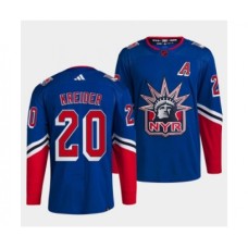 Men New York Rangers #20 Chris Kreider Blue 2022 Reverse Retro Stitched Jersey