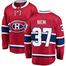 Men Montreal Canadiens #37 Antti Niemi Authentic Red Home Fanatics Branded Breakaway NHL Jersey