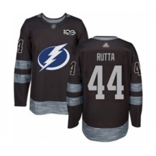 Men Tampa Bay Lightning #44 Jan Rutta Authentic Black 1917-2017 100th Anniversary Hockey Stitched Jersey