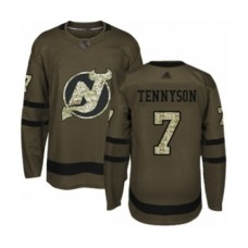 Men New Stitched Jersey Devils #7 Matt Tennyson Authentic Green Salute to Service Hockey Stitched Jersey