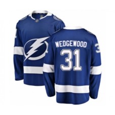 Men Tampa Bay Lightning #31 Scott Wedgewood Fanatics Branded Blue Home Breakaway Hockey Stitched Jersey