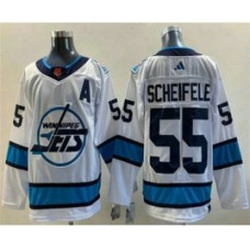 Men Winnipeg Jets #55 Mark Scheifele White 2022 Reverse Retro Stitched Jersey