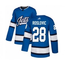 Men Adidas Winnipeg Jets #28 Jack Roslovic Authentic Blue Alternate NHL Jersey