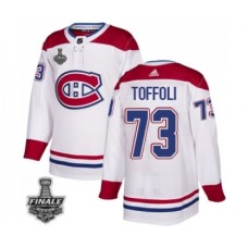 Men Adidas Canadiens #73 Tyler Toffoli White Road Authentic 2021 Stanley Cup Stitched Jersey