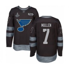 Men St. Louis Blues #7 Joe Mullen Authentic Black 1917-2017 100th Anniversary 2019 Stanley Cup Champions Hockey Jersey