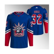 Men New York Rangers #32 Jonathan Quick Blue Reverse Retro Stitched Jersey