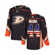 Men Adidas Anaheim Ducks #44 Jaycob Megna Authentic Black USA Flag Fashion NHL Jersey