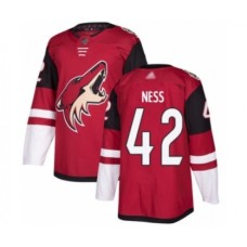 Men Arizona Coyotes #42 Aaron Ness Authentic Burgundy Red Home Hockey Stitched Jersey